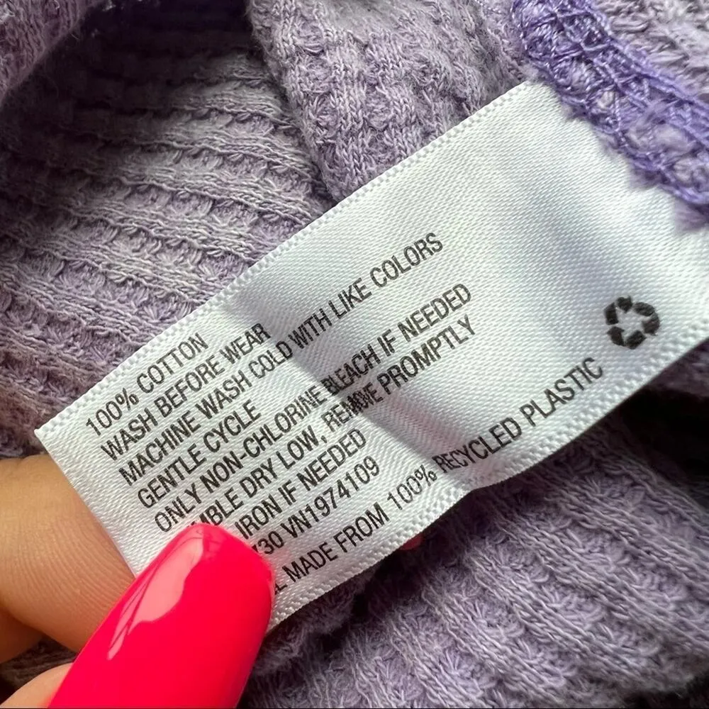 Wild Fable Waffle Knit Thermal Boho Flare Leg Pants Legging Purple Large - Image 9