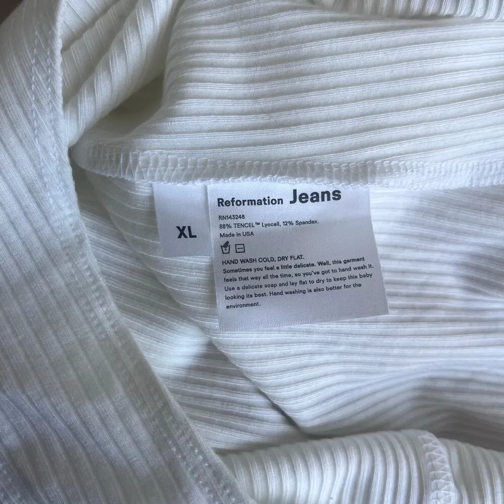 Reformation Gaia Bodysuit - White Rib - Size XL - NWT - Image 3
