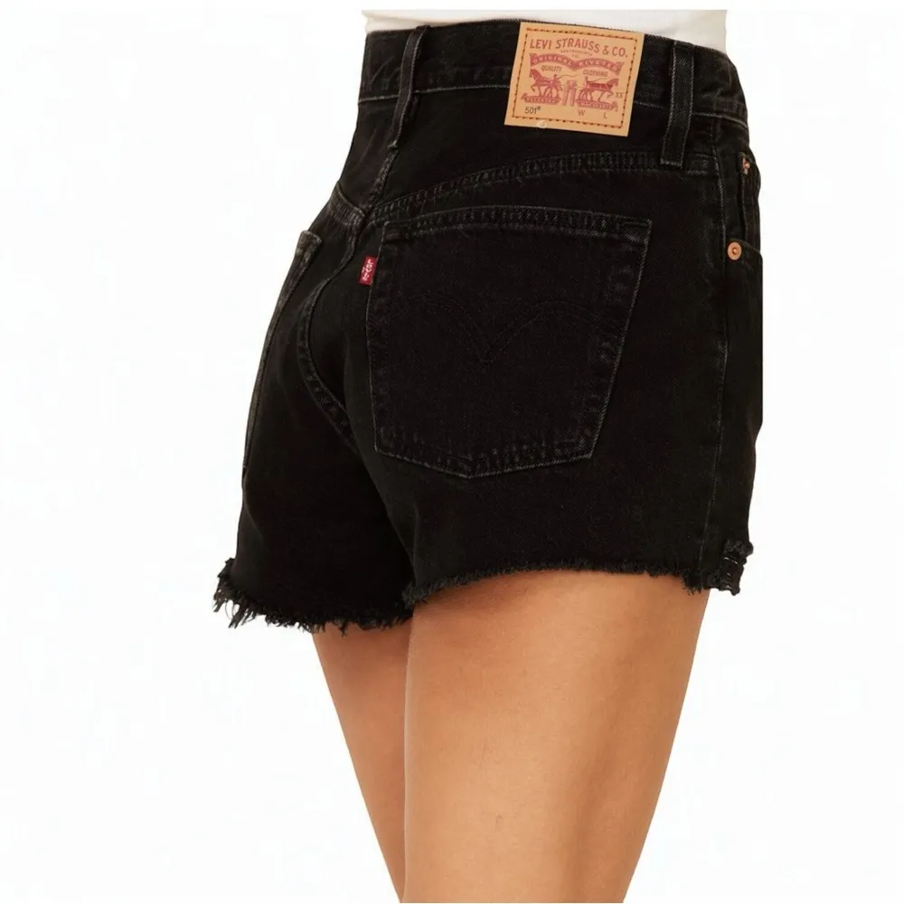 Levi’s 501 Original Fit High Rise Shorts Women Size 30 Black Cutoff Denim Button - Image 7