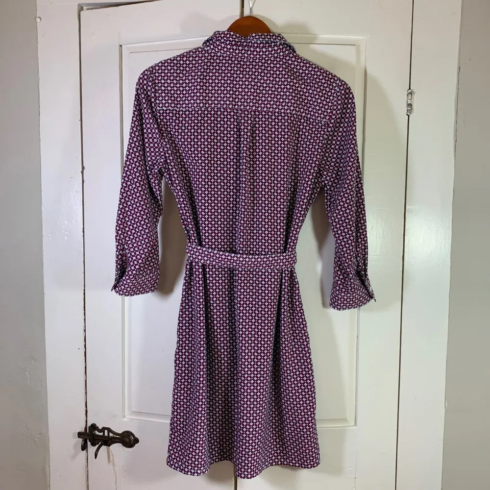 Banana Republic Shirt Dress Sz 8 Geo Print Belted Button Front 3/4 Sleeve Career - Image 2