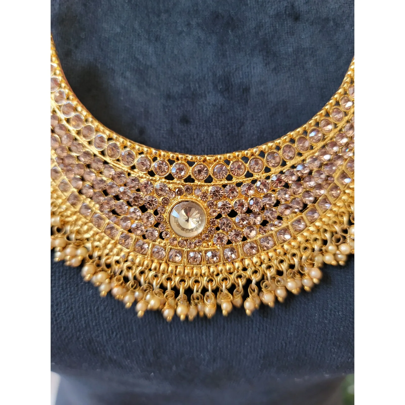 Women's Traditional Gold Plated Kundan Choker Necklace With Beaded Detailing - Image 3