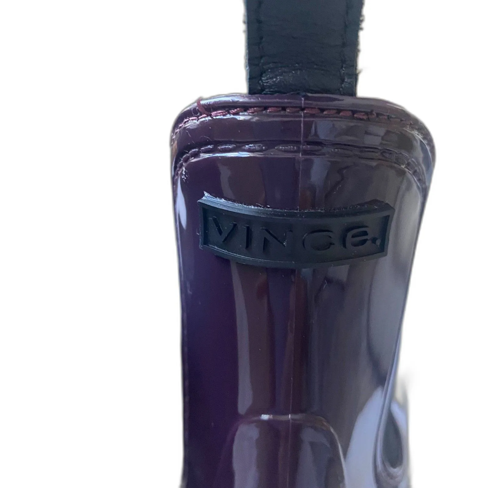 Vince Risa Gum Chelsea Boot Rainboot Glossy Burgundy Slip on Women's Sz 10 - Image 3