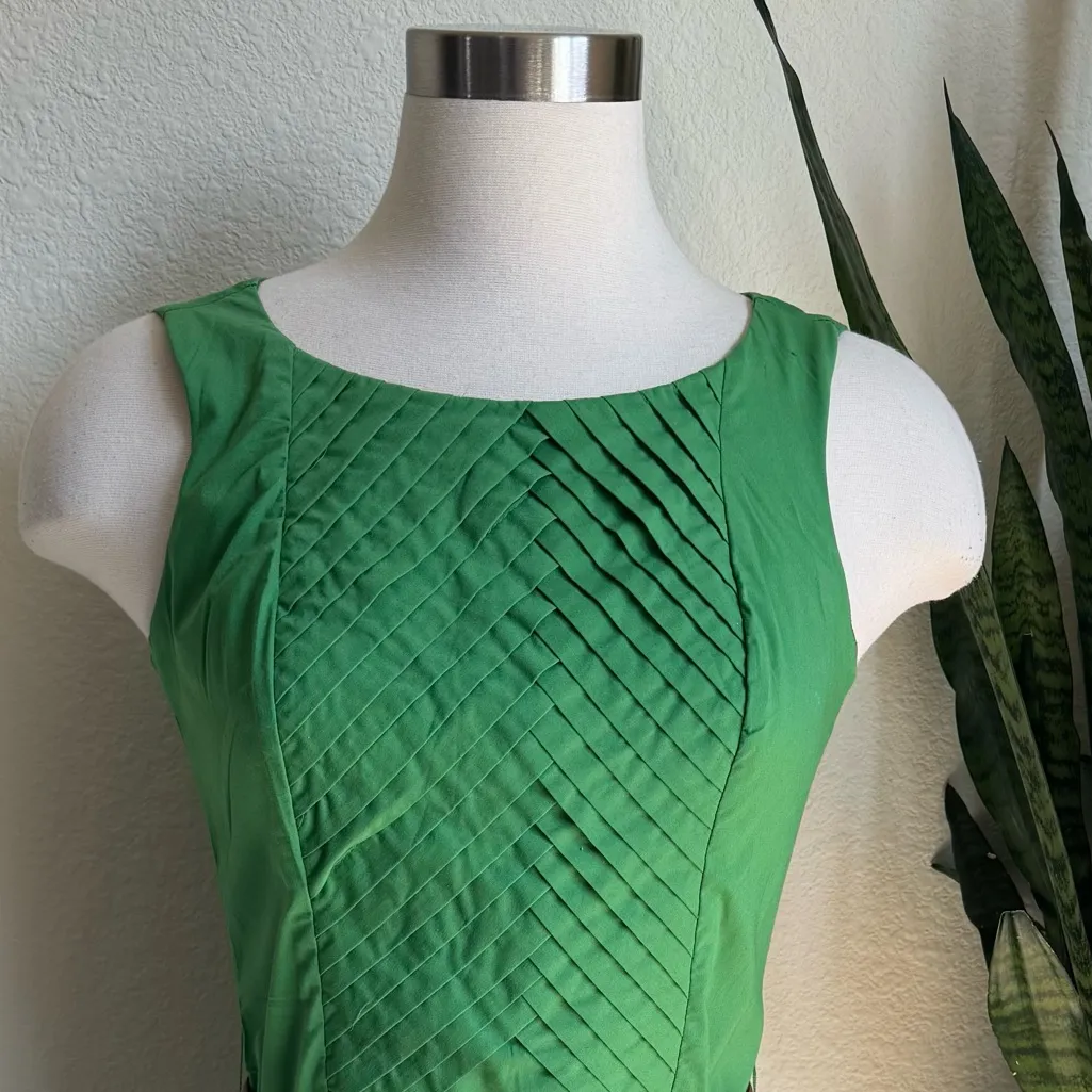 The Limited Green Pleated Sheath Dress Size 4 –‎ Cotton Blend Lined Classic Fit - Image 6