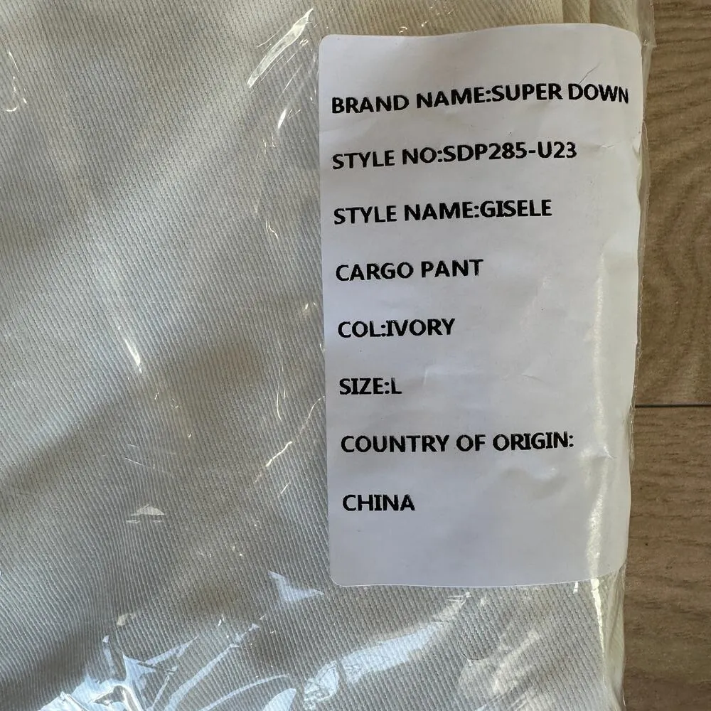 Superdown White Cargo Pants LARGE Baggy Slouchy Low Streetwear Revolve $88 NEW - Image 7