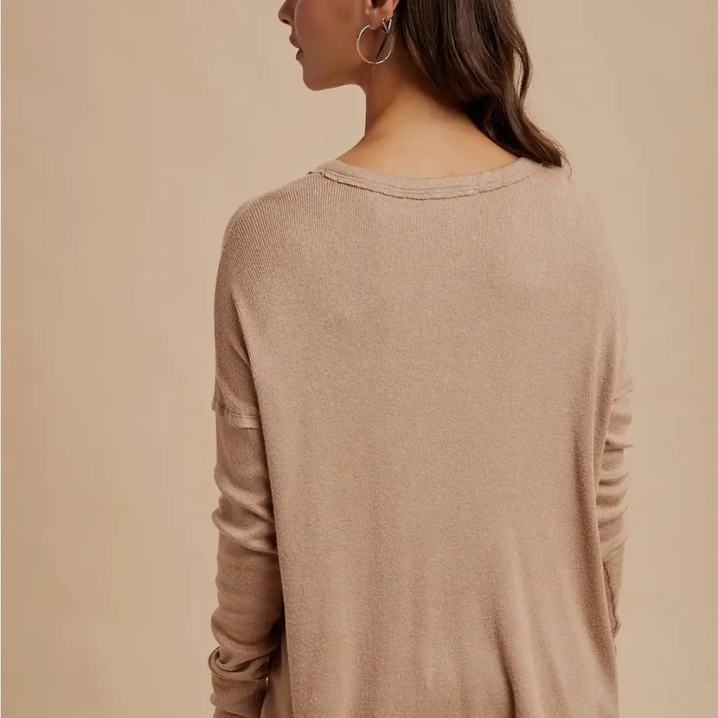 Women's Tan Henley - Image 7
