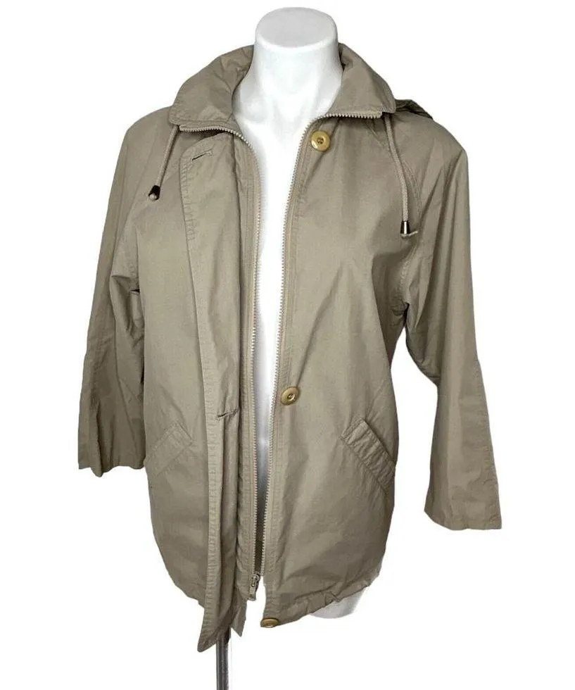 LONDON FOG Womens Size S Khaki Cotton Utility Jacket Lightweight Detachable Hood - Image 7