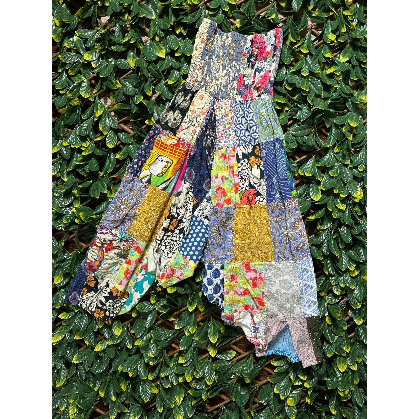 Unique 100% Cotton Bohemian Multicolor Strapless Romper Size L Pink Size L - Image 2