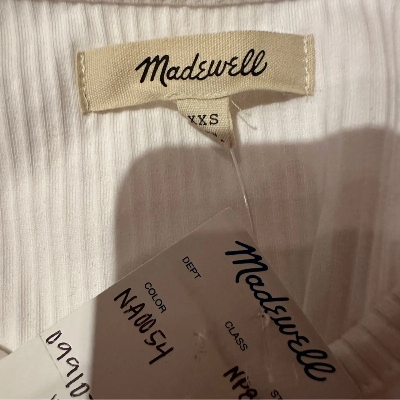 Madewell High Neck Tank w/ Shelf Bra in Sleekhold in‎ Eyelet White Sz XXS NEW - Image 5