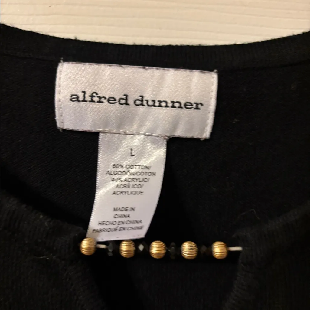 Alfred Dunner Black Sweater with Gold Bead Accent - Image 2
