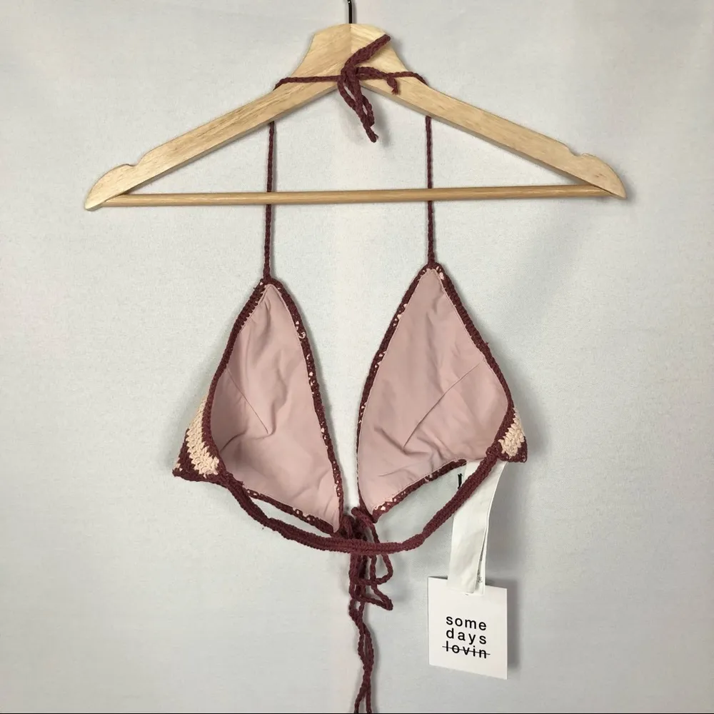 NEW REVOLVE Somedays Lovin' Miles Crochet Tie Halter Swim Top L - Image 45