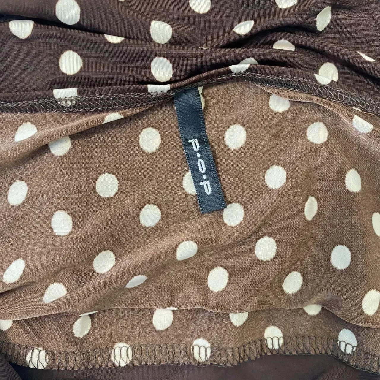 Early 2000's Cinched Soft Brown Cream White Polkadot Babydoll Halter Top M Size M - Image 7