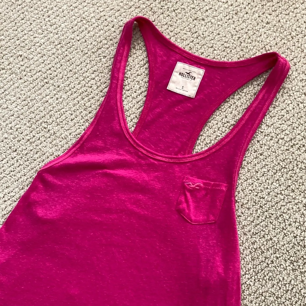 Hollister Hot Pink Pocket Muscle Tank Top Soft Casual Party Small Stretch EUC - Image 3