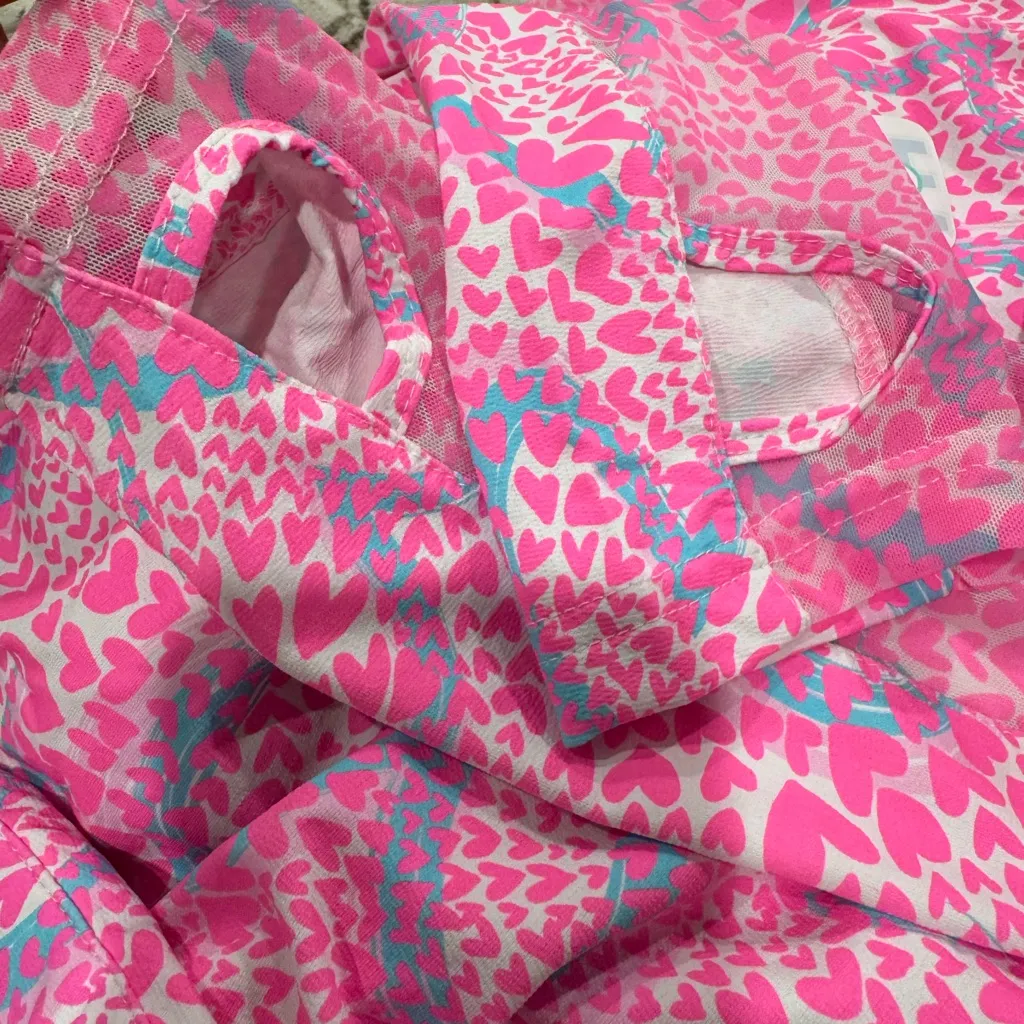 Beachtime By Lulu B Neon UPF + Cooling And Protecting Sun Dress XS Heart Print Pink - Image 5