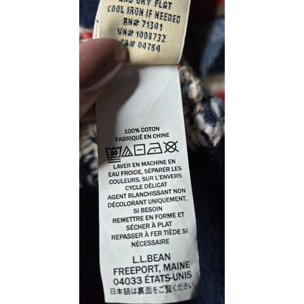 L.L.BEAN women's cotton fair isle western Aztec print knit cardigan MP. - Image 9