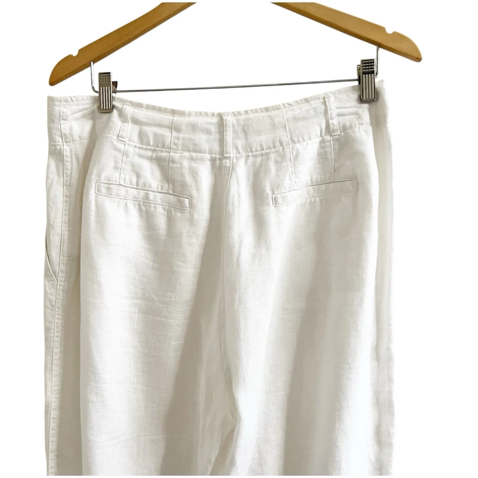 Lauren Ralph Lauren Pants Women's 10 White 100% Linen Wide Leg Drawstring Beach - Image 3
