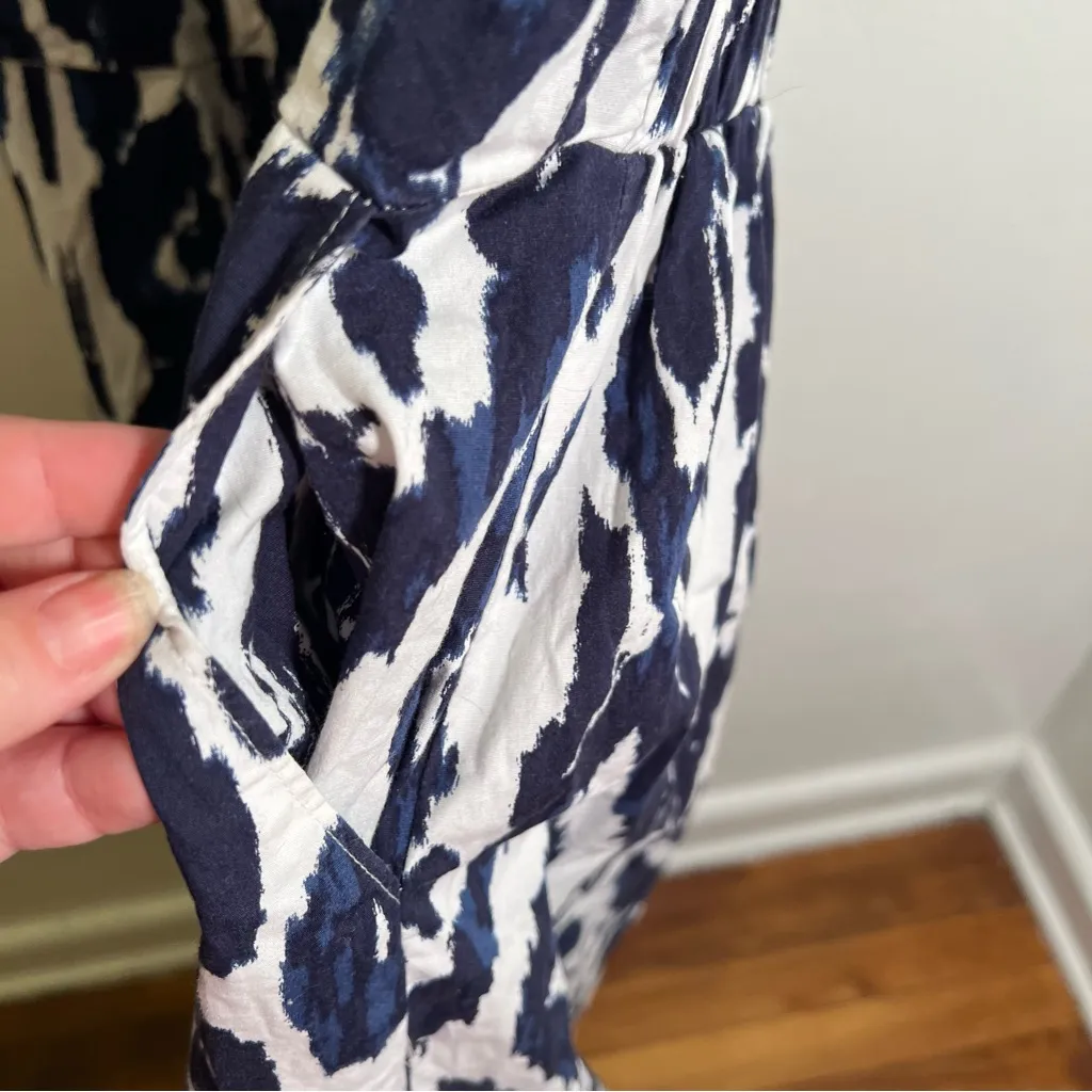 Lane Bryant Elastic-Neck Tie-Waist Midi Dress White Navy 16 - Image 9