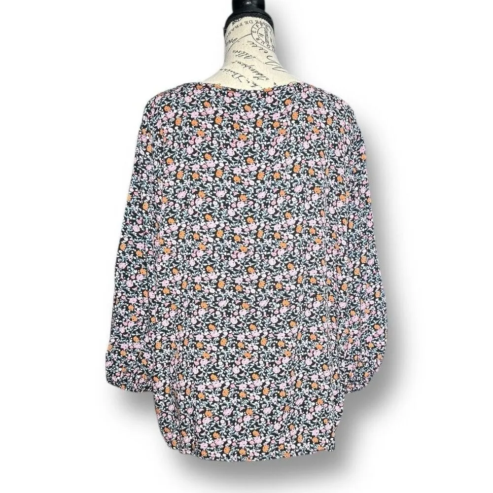 Knox Rose XXL Floral Boho Peasant Blouse Long Sleeve Tunic Top Flowy Cottagecore - Image 5