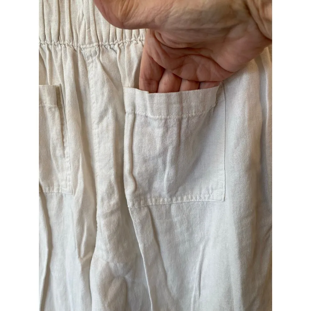 NWT Alexander Jordan Mid Rise Drawstring Linen Straight Pants White Women's M Size M - Image 6