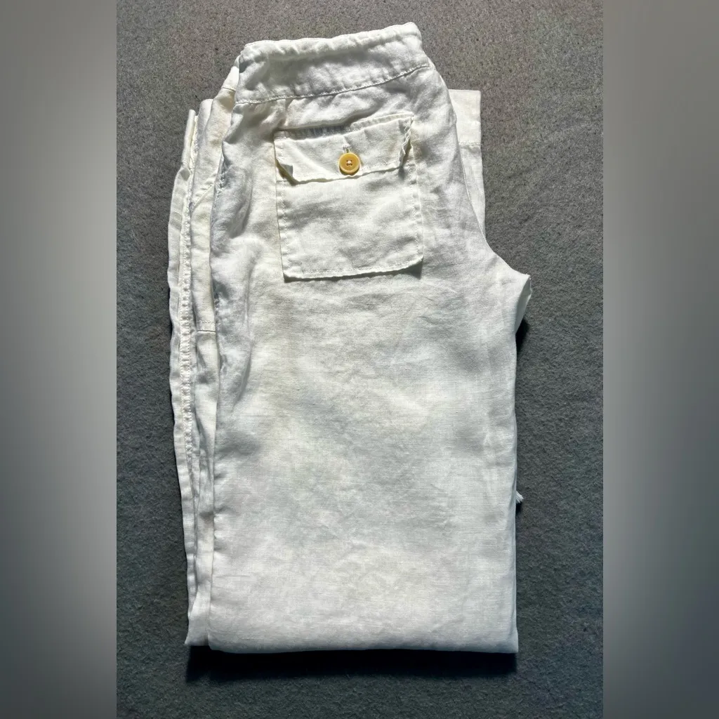 Juicy Couture Women’s Small White Linen Pants 29x30 Drawstring Pockets - Image 6