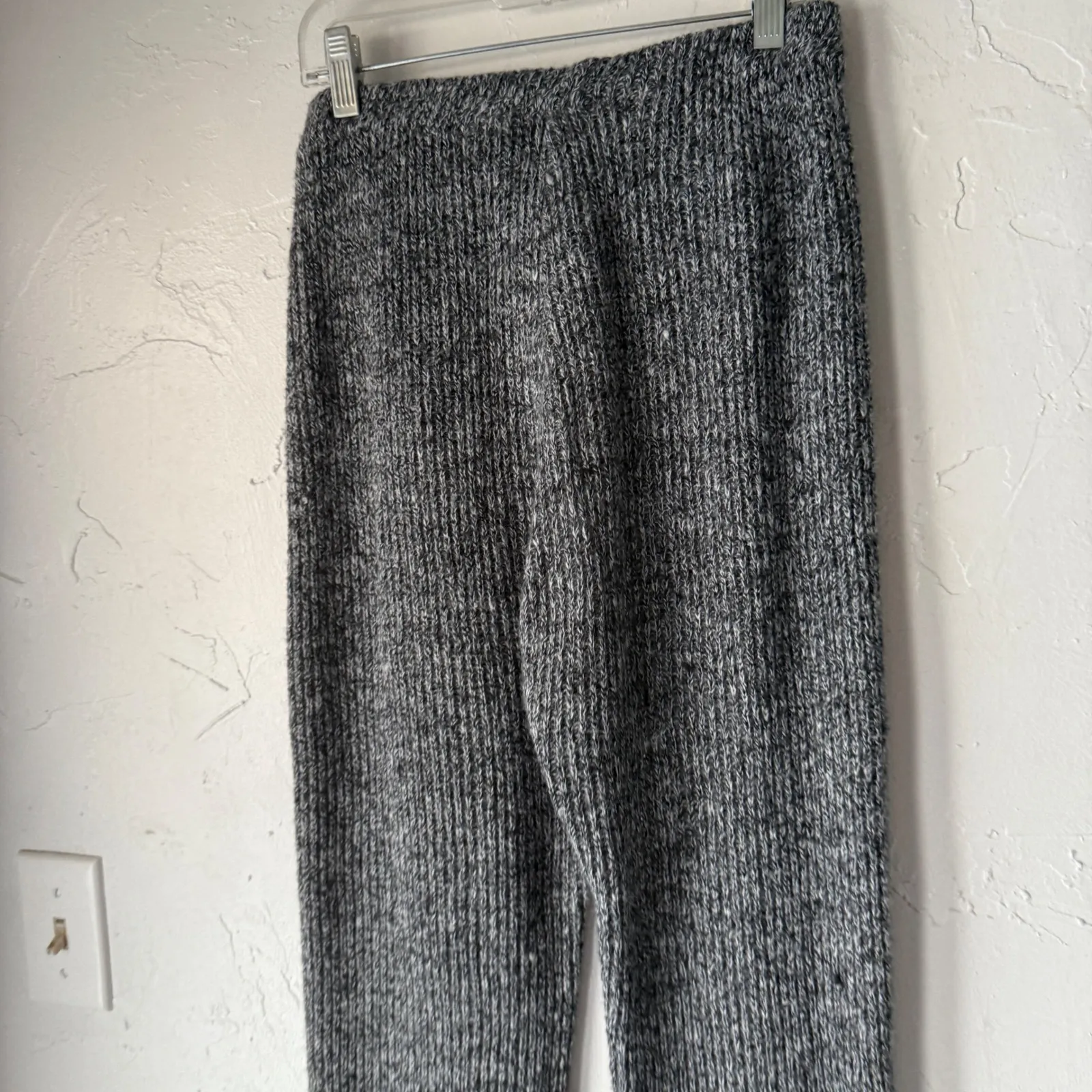 Arielle Vintage 80s Knit Lounge Pants Women's Gray Speckled Ribbed Warm Bottoms Size M - Image 3