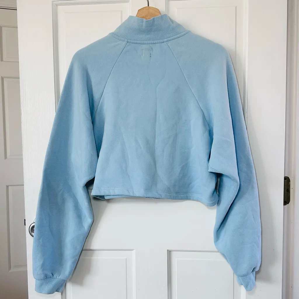 BDG Rover Zip-up Cropped Sweatshirt in Baby Blue Batwing Sleeves Size M - Image 4
