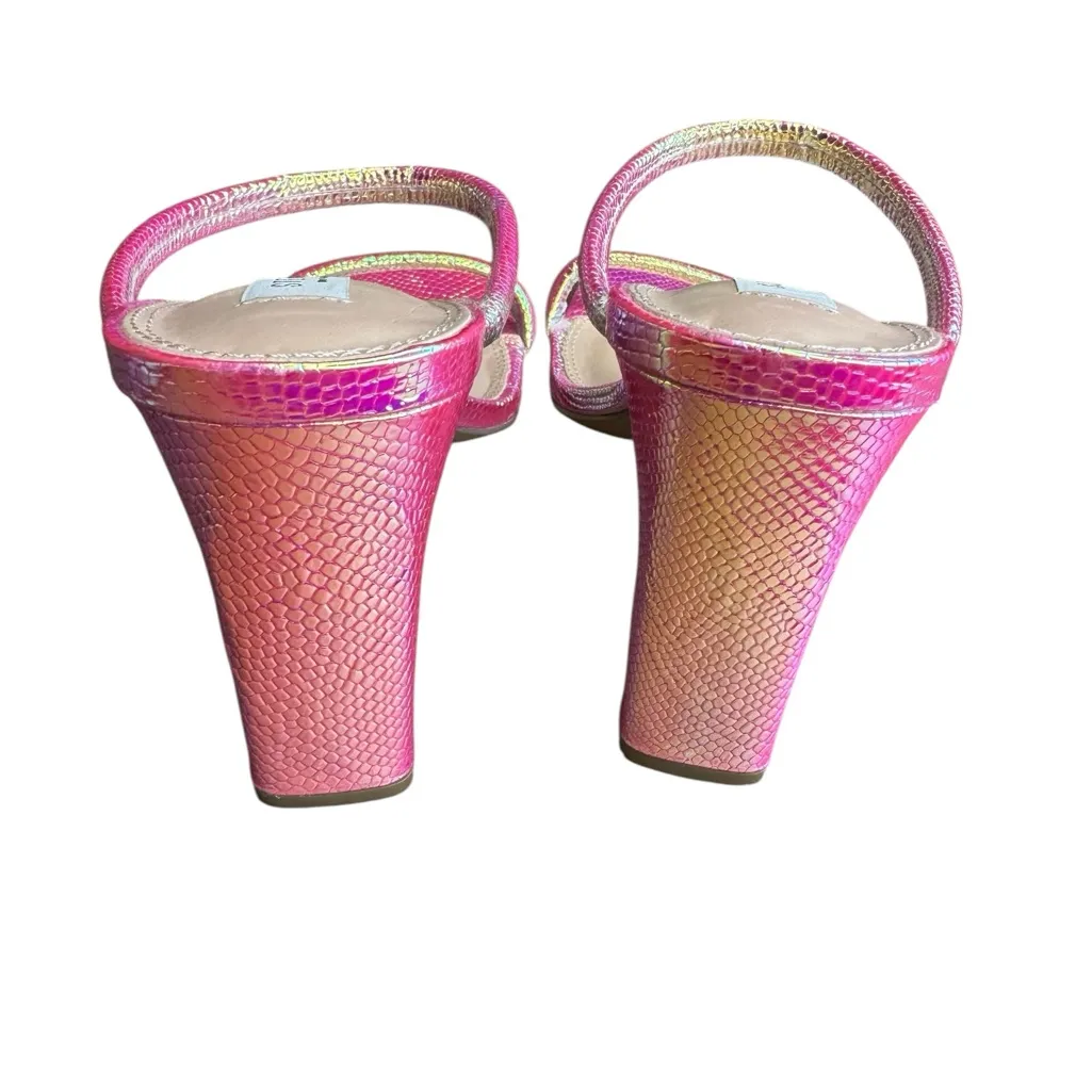 Steven by Steve Madden Pink Iridescent Strappy Block Heel Sandals Square Toe 9 - Image 3