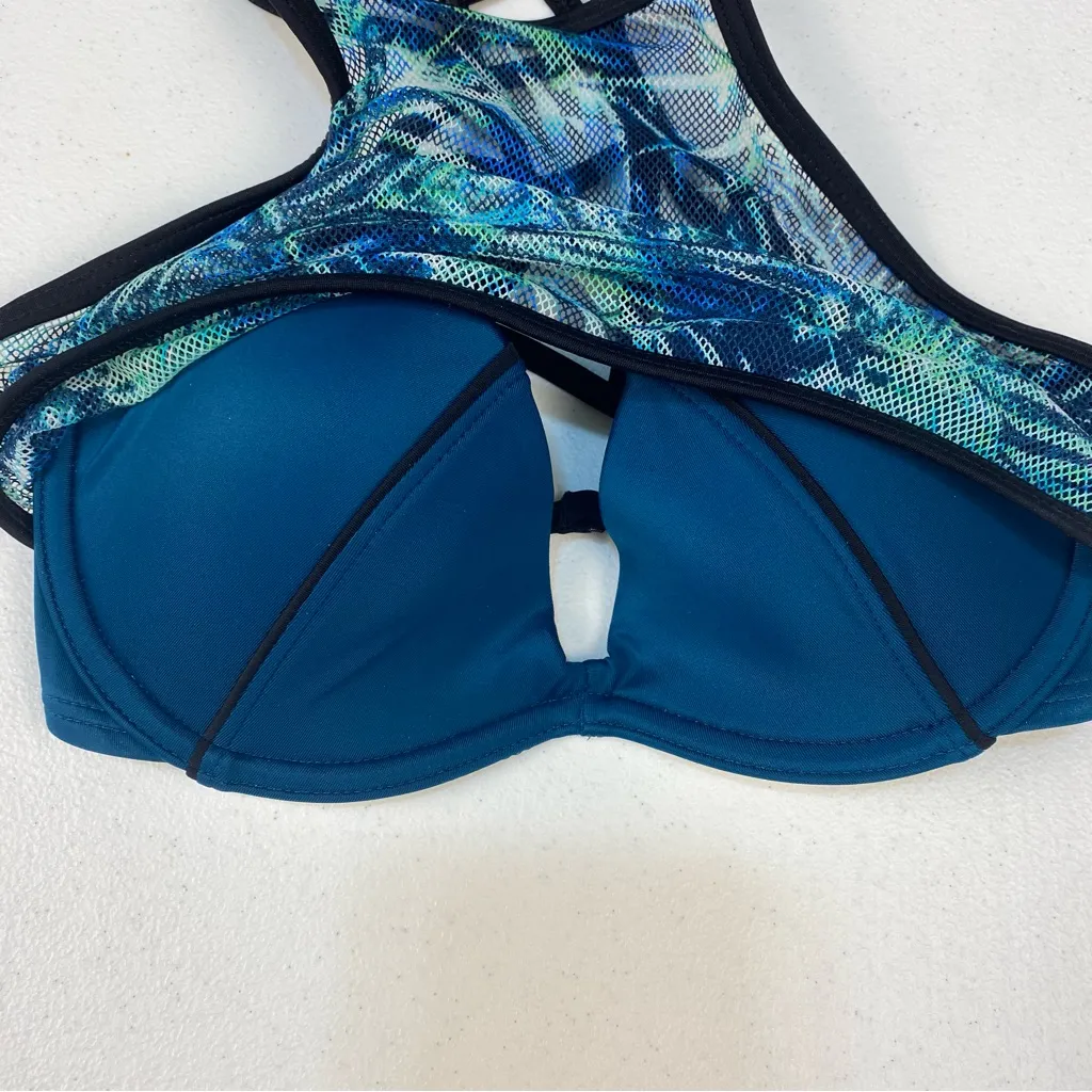 Victoria's Secret Sports‎ Bra w/ Mesh Overlay Womens Size XS Teal/Green NWOT - Image 5