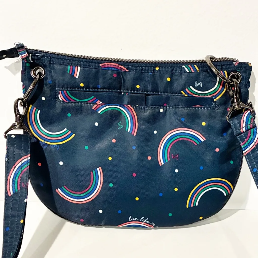 LUG RAINBOW Pattern NAVY SWIVEL CROSSBODY BAG PURSE Lugnut Blue - Image 3