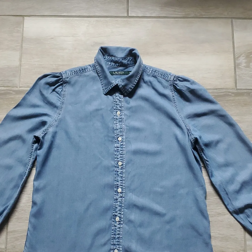 Lauren Ralph Lauren Puffed Sleeve Chambray Button Down Shirt Blue Size undefined - Image 7
