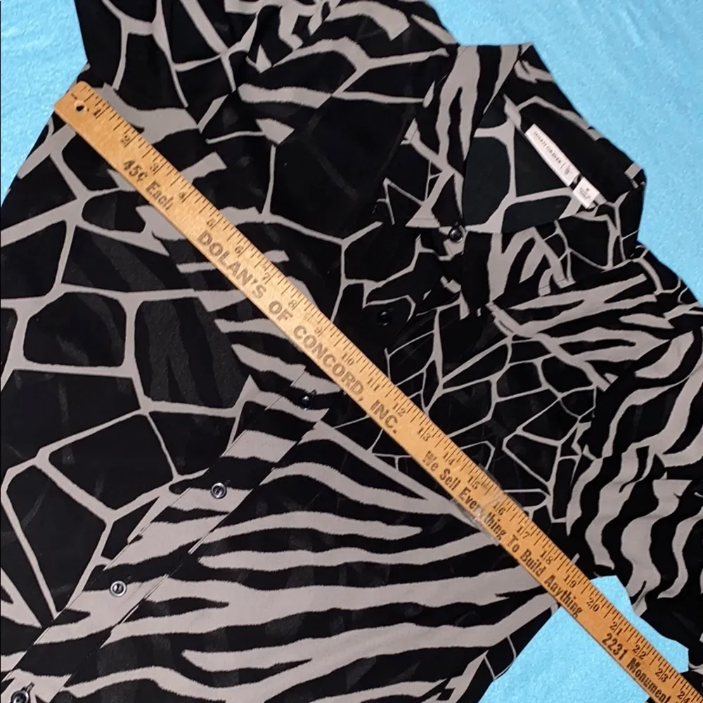 SUSAN GRAVER shirt dress tunic button up semi-sheer animal print midi NEW size 8 - Image 9