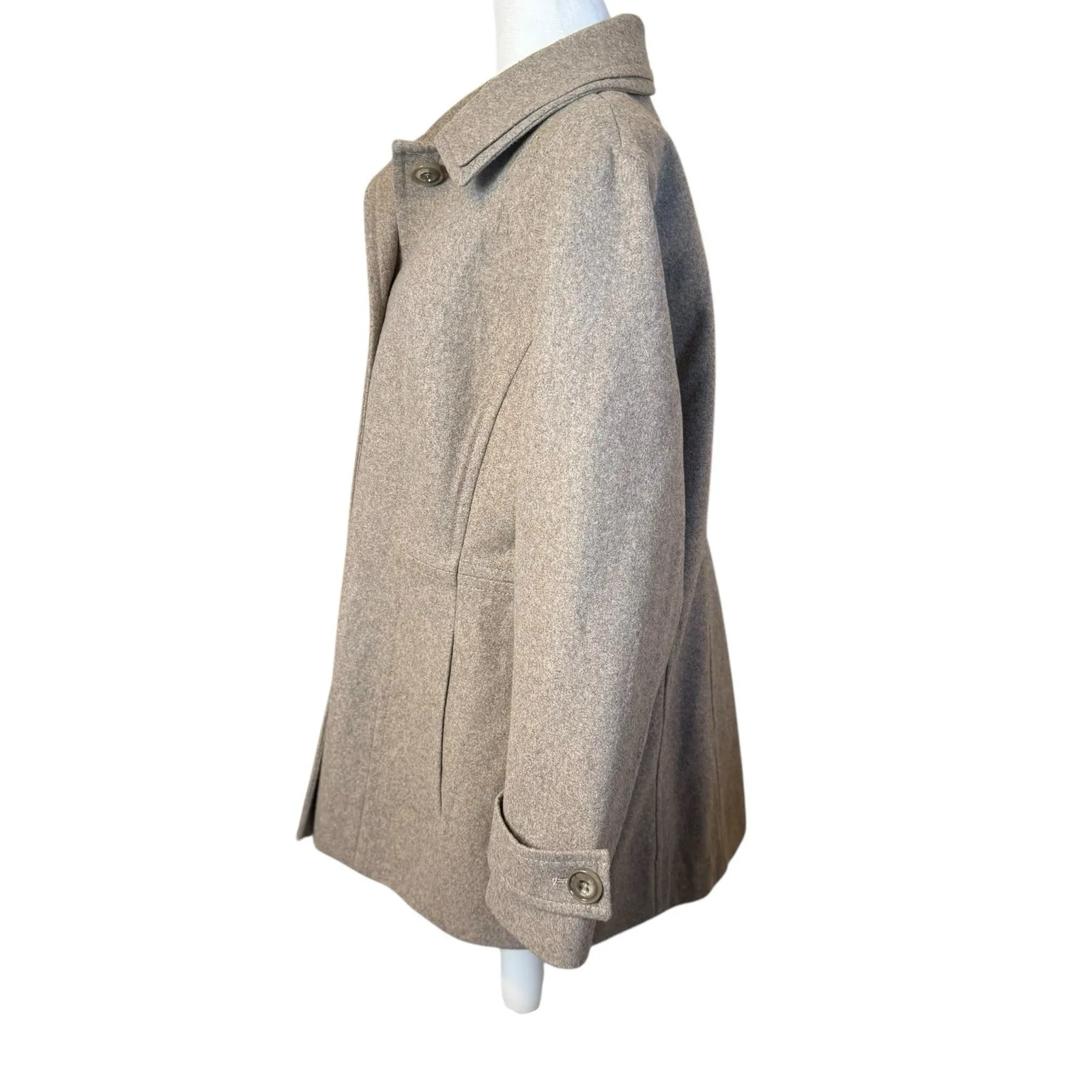 London Fog Wool Blend Single Breasted Peacoat Women's Size XL Tan Classic - Image 3