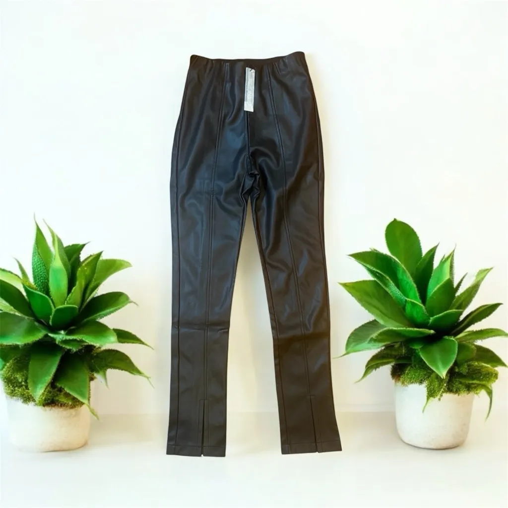 Steve Madden NWT Anastasia Black Faux Leather Leggings Small - Image 2