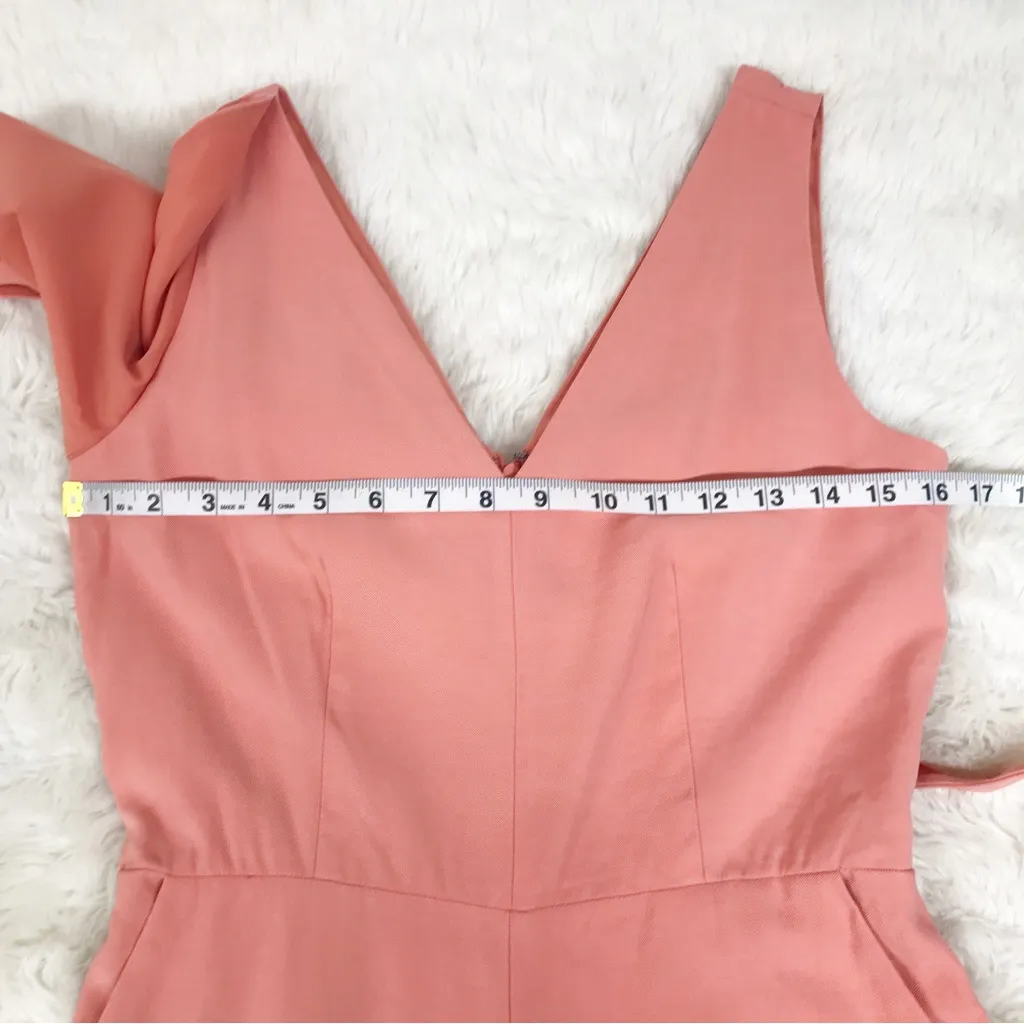 1. STATE Sleeveless‎ Wrap Front Jumpsuit V-Neck Tapered Leg Pink Peach Size 2 - Image 10