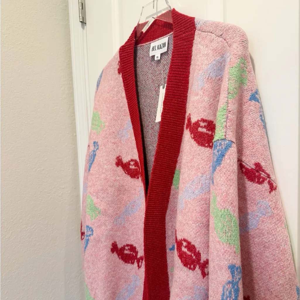 NWT ANTHROPOLOGIE BEL KAZAN Icon cardigan Sweater in Pink Candy Knit One Size - Image 9