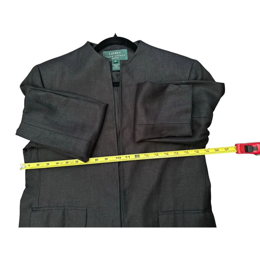 Lauren by Ralph Lauren Long Blazer Sz 8P Minimalist Color Black Jacket 100%linen - Image 8