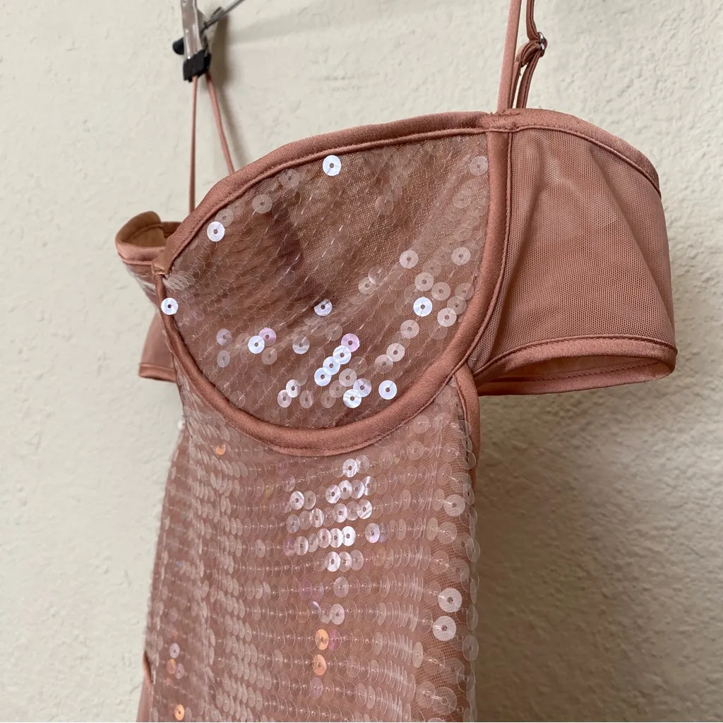 HOUSE OF CB 'Bonita' Cafe Au Lait‎ Sequin Maxi Dress NWOT size XS - Image 11