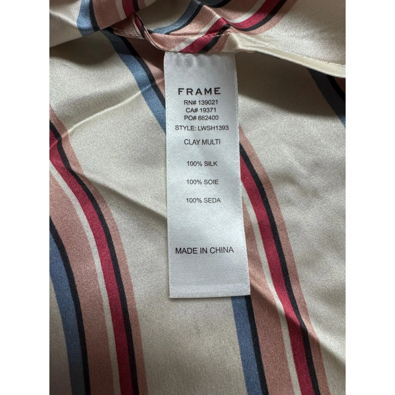 FRAME 100% Silk Striped Cami Top Tank Clay Multi Beige Blue Red Luxury Blouse S - Image 5