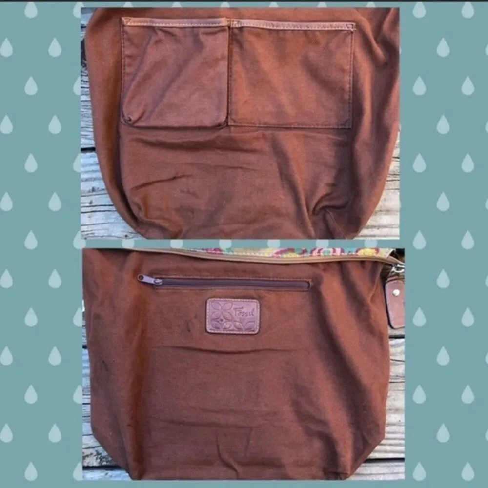 Fossil Large Floral Canvas & Leather Shoulder Bag - Image 6