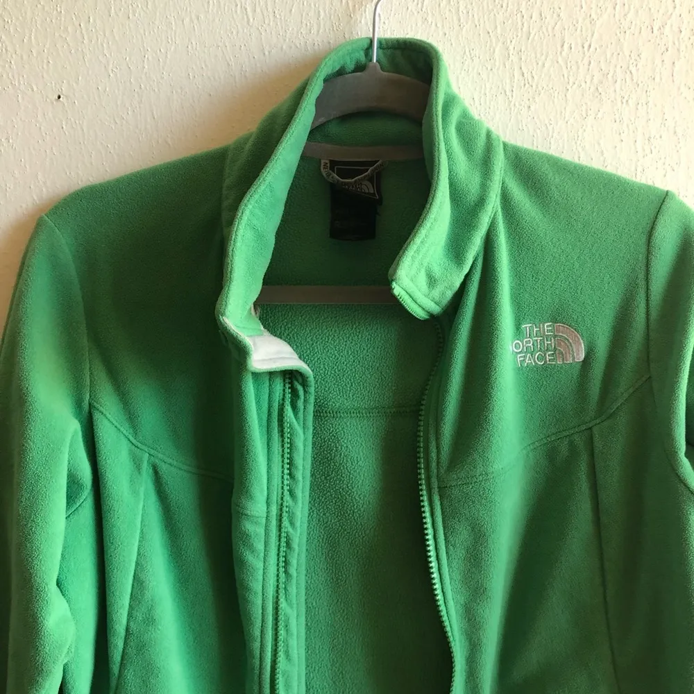 The North Face Fleece Kelly Green Full Zip Up Jacket Sz S GUC Pockets Embroidery - Image 8