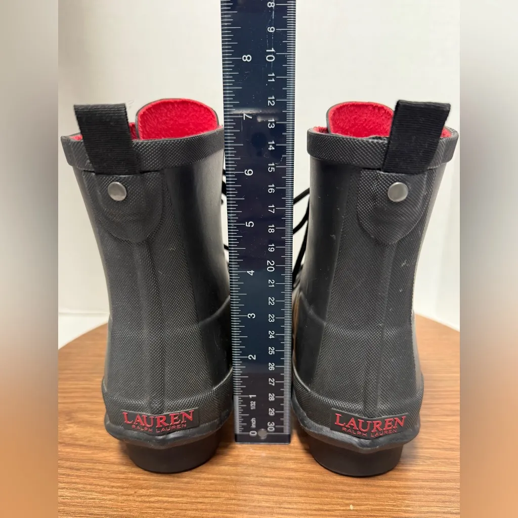 Lauren Ralph Lauren Women Mikenna Bo-Rai Lace Up Rubber Rain Snow Boot- 8B - Image 4