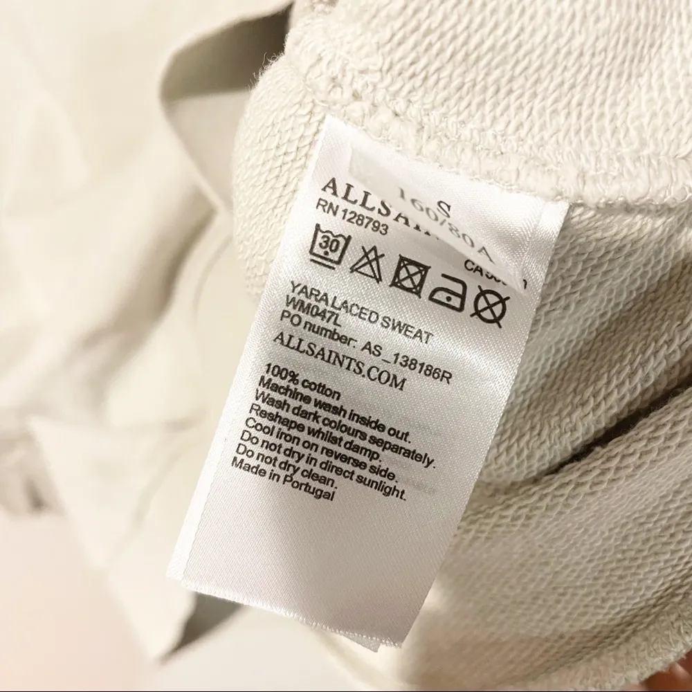 All Saints Size Small Grey Cotton Yara Laced Crewneck Sweatshirt - Image 5