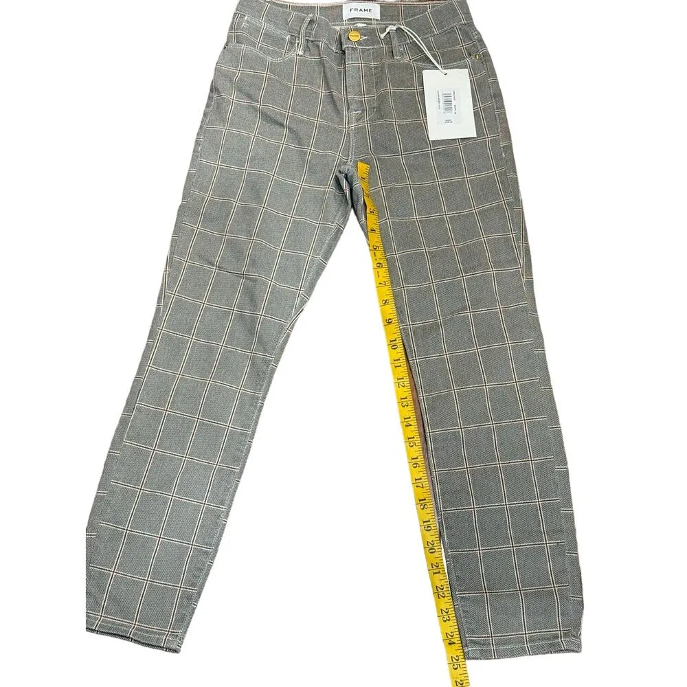 NWT FRAME Le High Skinny Cropped Jeans in Window Pane Plaid Gray size 26 W 25L - Image 10