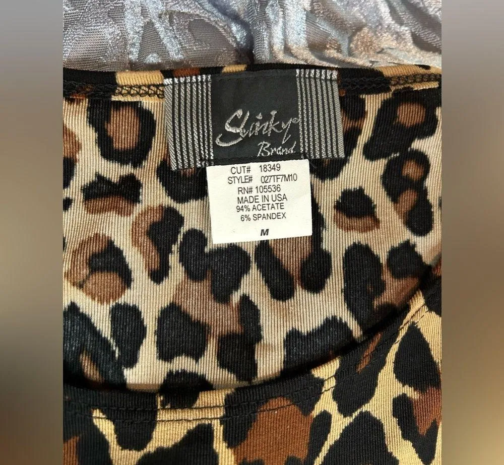 Vintage Slinky Brand Leopard Print Dress Medium - Image 7