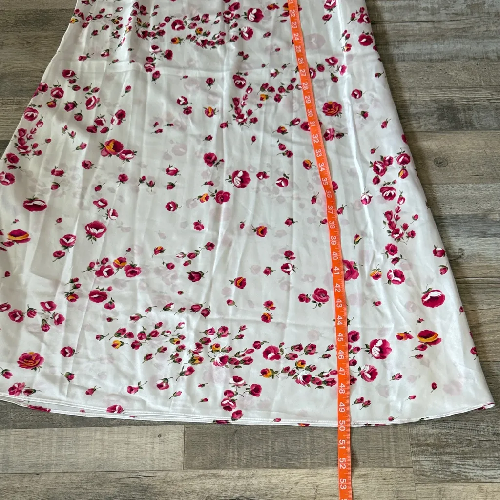 Oscar de la Renta Floral White and Pink Slip Dress size L - Image 4