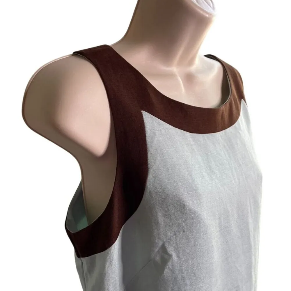 Willow Glenn Womens Career Shift Linen Dress Size 10 Sleeveless u Tiffany Blue B Brown - Image 4