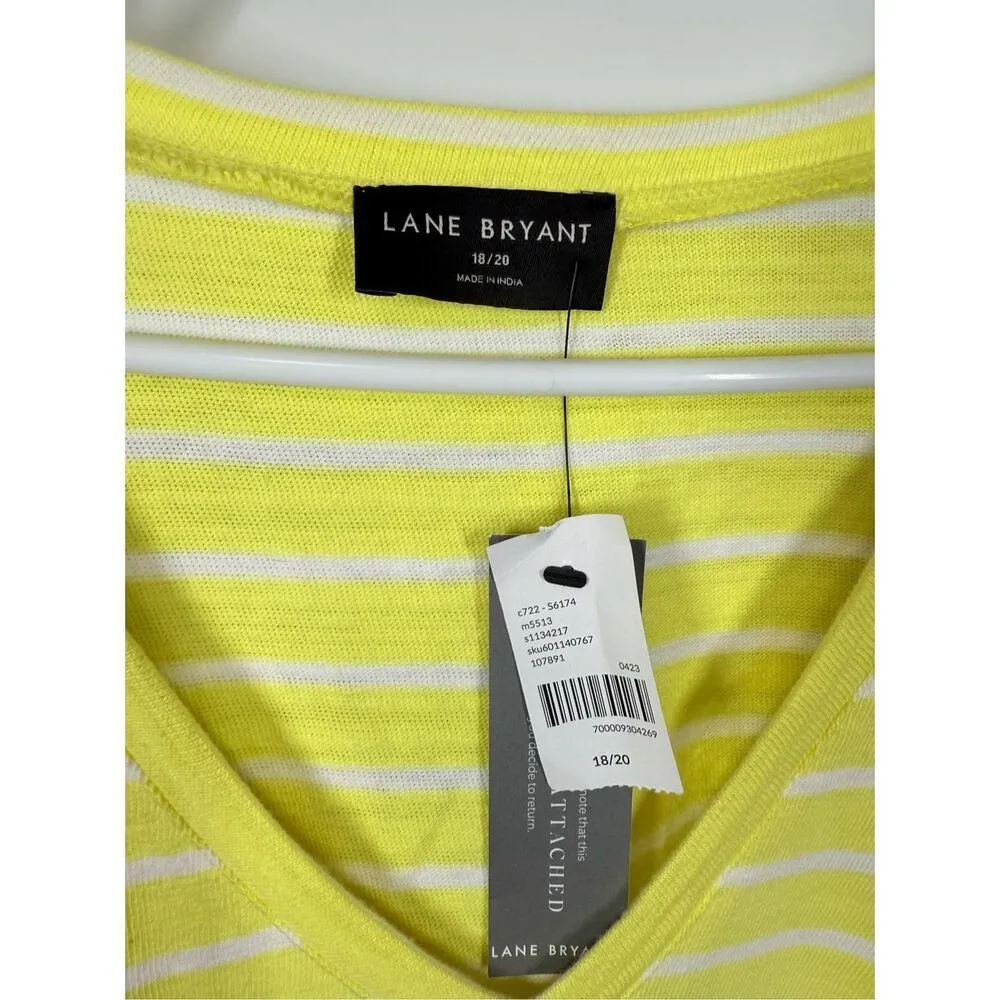Lane Bryant lemon yellow white striped V Neck dress size 18/20 NWT - Image 6