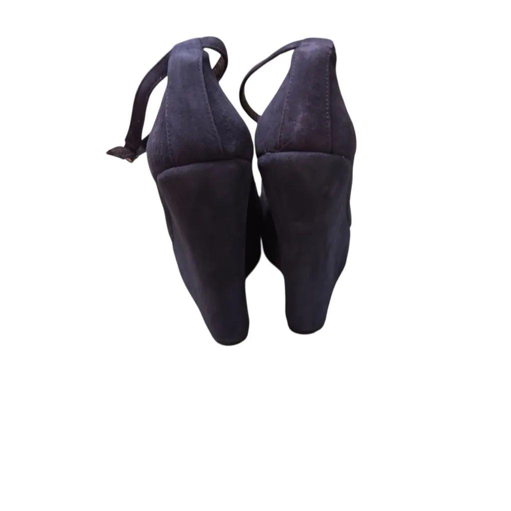 Giuseppe Zanotti Navy Suede Platform Wedge Heels Made in Italy Size 41 in EUC - Image 6