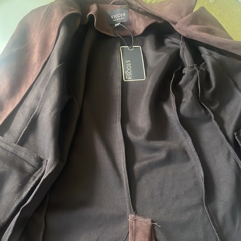 Stoosh  microfiber blazer jacket NWT size Medium coffee brown 2 button - Image 9