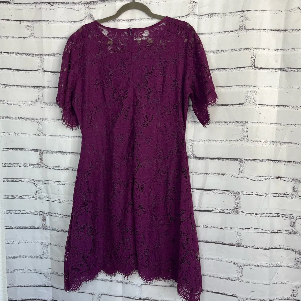 MSLG Royal Purple Lace Midi Dress Short Sleeve Scalloped Hem NWT Women’s Medium - Image 9