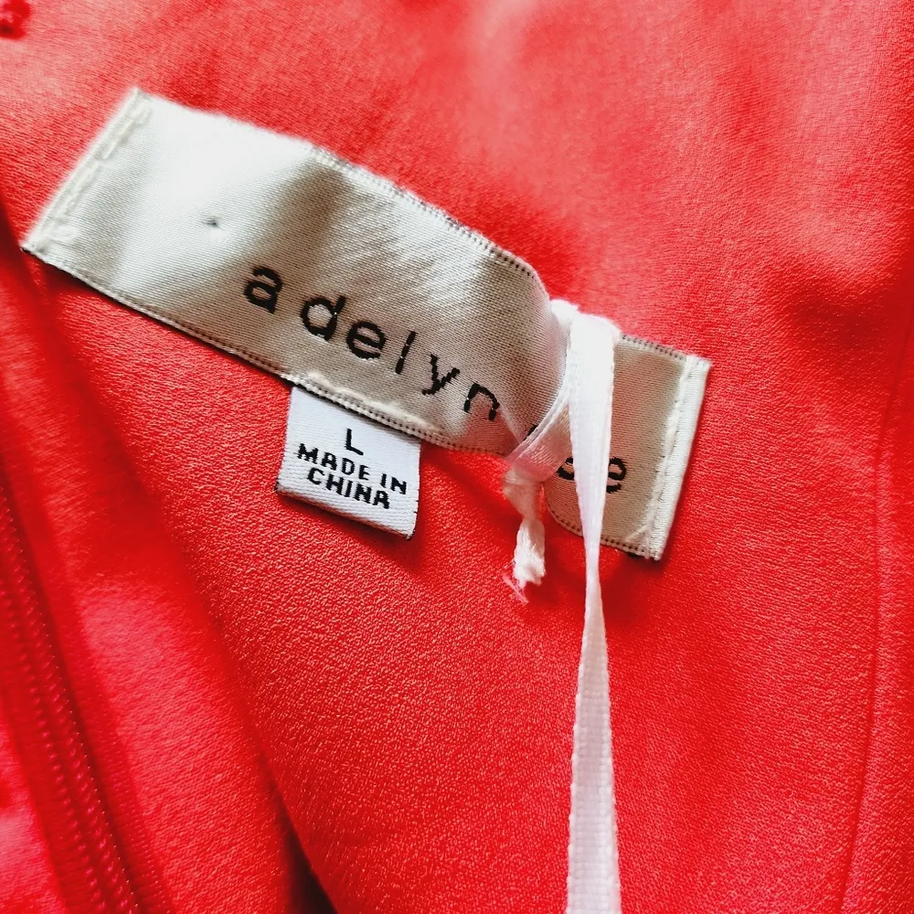 Anthropologie Adelyn Rae Poppy Red Double Strap Tapered Leg Jumpsuit Size Large - Image 7